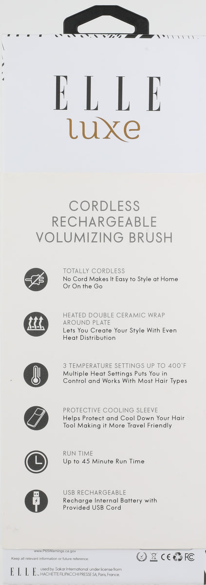Elle Luxe Cordless Rechargeable Volumizing Brush