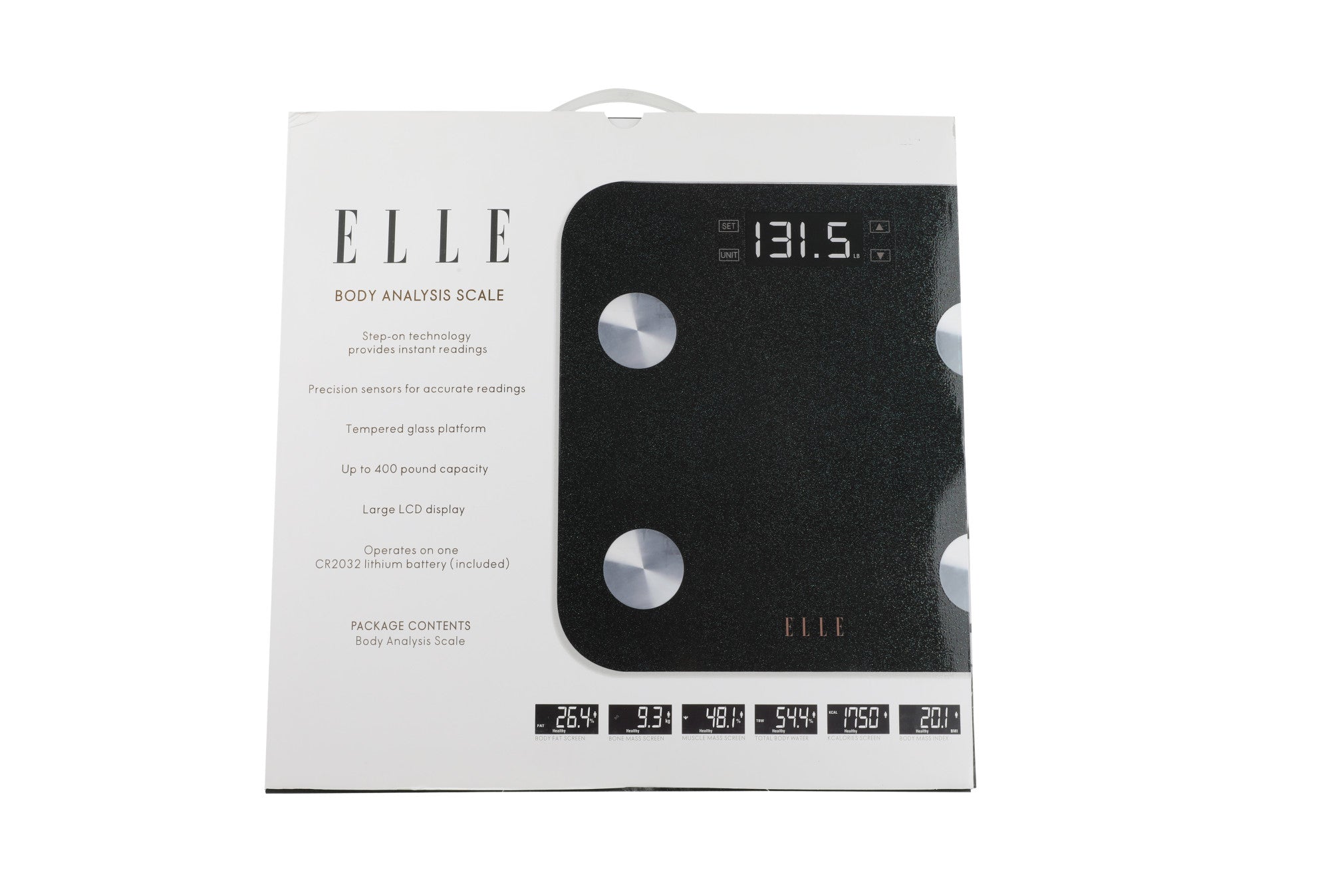 ELLE Body Analysis Scale for Body Weight, Digital Weight Scale for Bathroom  with BMI Analyzer and 7 Fitness Indicators, Including Body Fat, Hydration